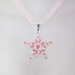 Pendant 45cm - Virgo-Salmon Organza - Pendant 45cm - Laiton argenté